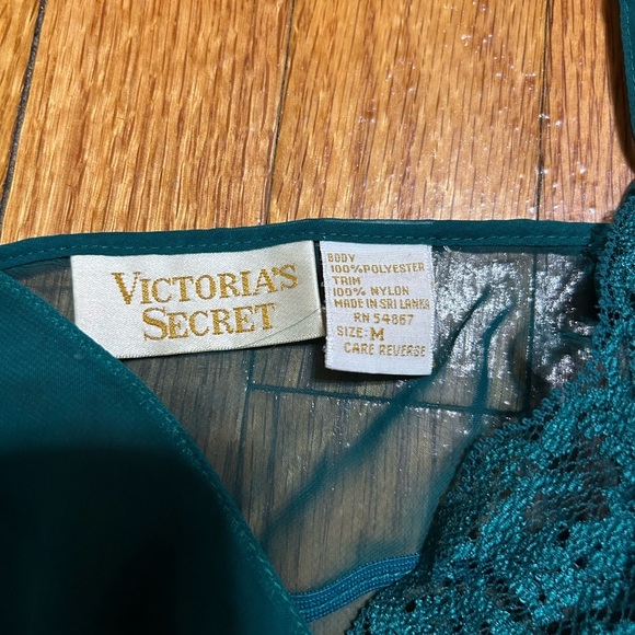 Vintage Victoria Secret Ultra Sheer Lace Babydoll Nightie Green Chiffon Medium - Picture 5 of 7